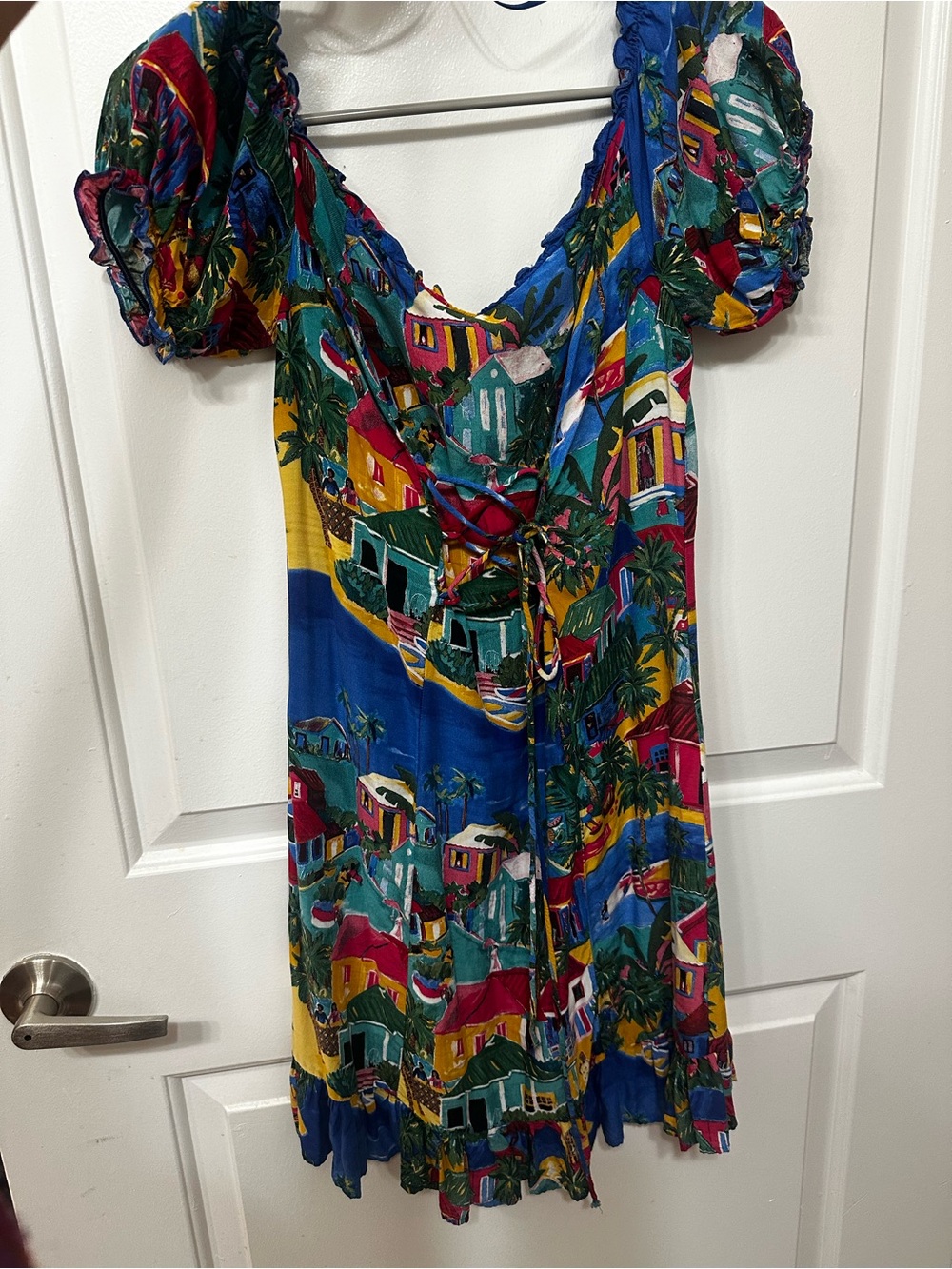 Zara Multi-Color Village Print Midi Dress